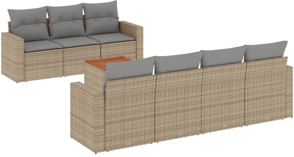 Sofa Sofos komplektas su pagalvėlėmis, 8 dalių, smėlio, poliratanas
