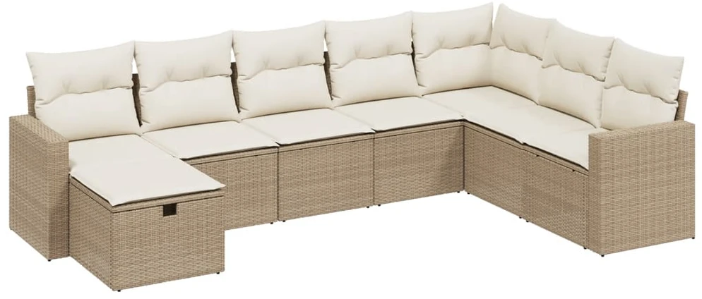 Sofa Sofos komplektas su pagalvėlėmis, 8 dalių, smėlio, poliratanas