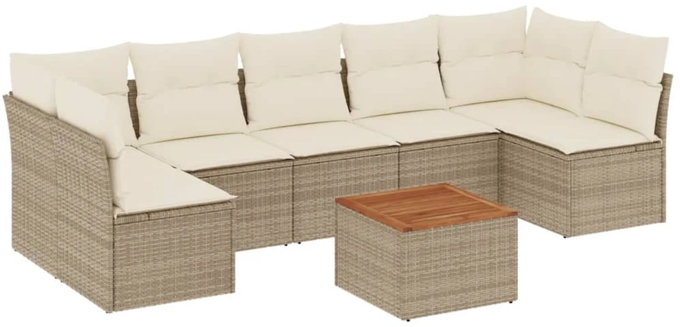 Sofa Sofos komplektas su pagalvėlėmis, 8 dalių, smėlio, poliratanas