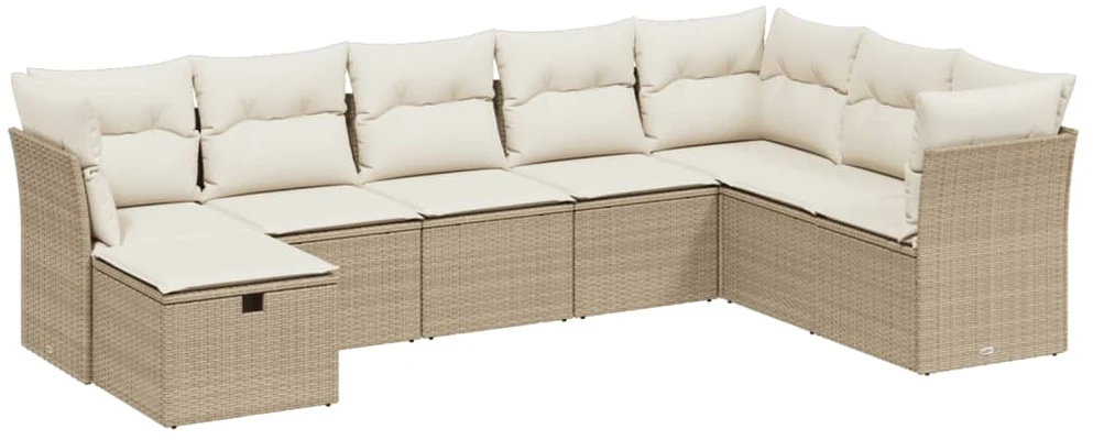 Sofa Sofos komplektas su pagalvėlėmis, 8 dalių, smėlio, poliratanas