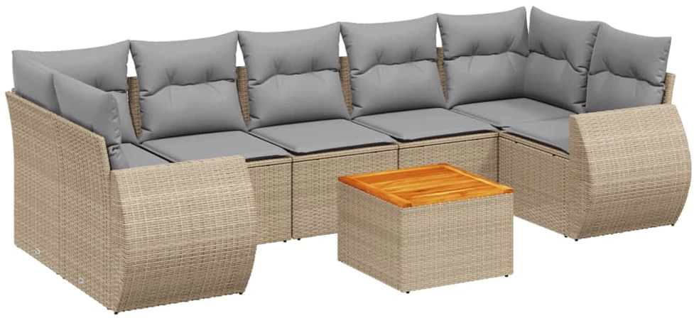 Sofa Sofos komplektas su pagalvėlėmis, 8 dalių, smėlio, poliratanas