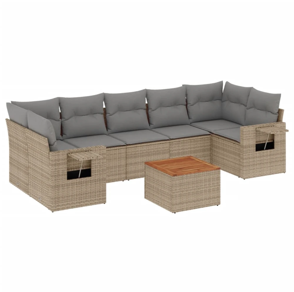 Sofa Sofos komplektas su pagalvėlėmis, 8 dalių, smėlio, poliratanas