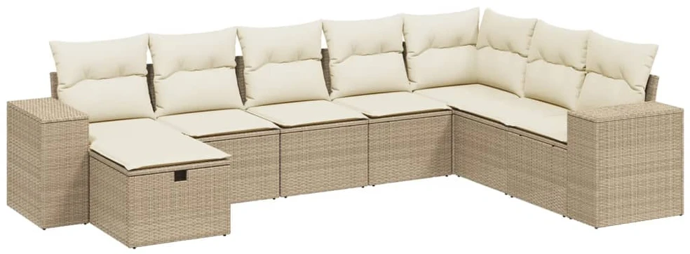 Sofa Sofos komplektas su pagalvėlėmis, 8 dalių, smėlio, poliratanas