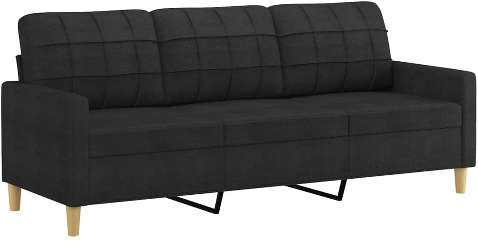 Sofa Sofos komplektas su pagalvėmis, 2 dalių, juodas, audinys