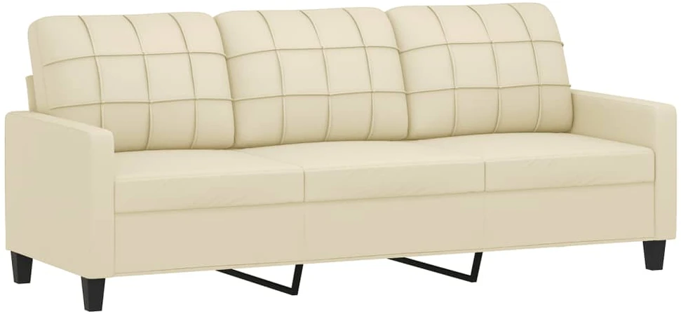 Sofa Sofos komplektas su pagalvėmis, 2 dalių, kreminis, dirbtinė oda