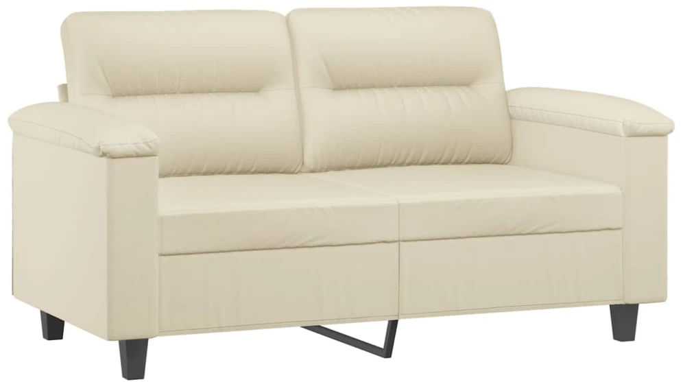 Sofa Sofos komplektas su pagalvėmis, 2 dalių, kreminis, dirbtinė oda