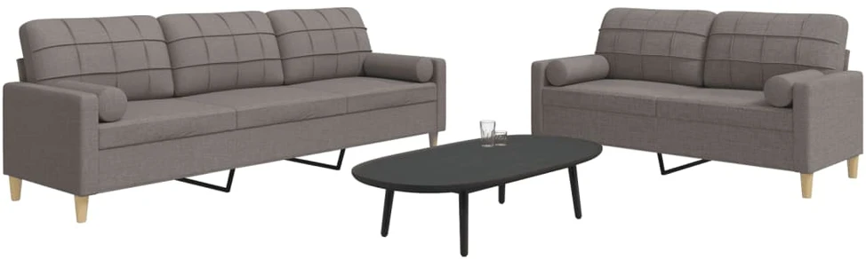 Sofa Sofos komplektas su pagalvėmis, 2 dalių, taupe, audinys