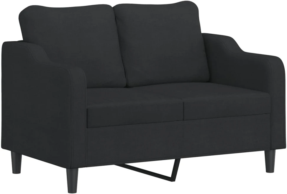 Sofa Sofos komplektas su pagalvėmis, 2 dalių, juodas, audinys