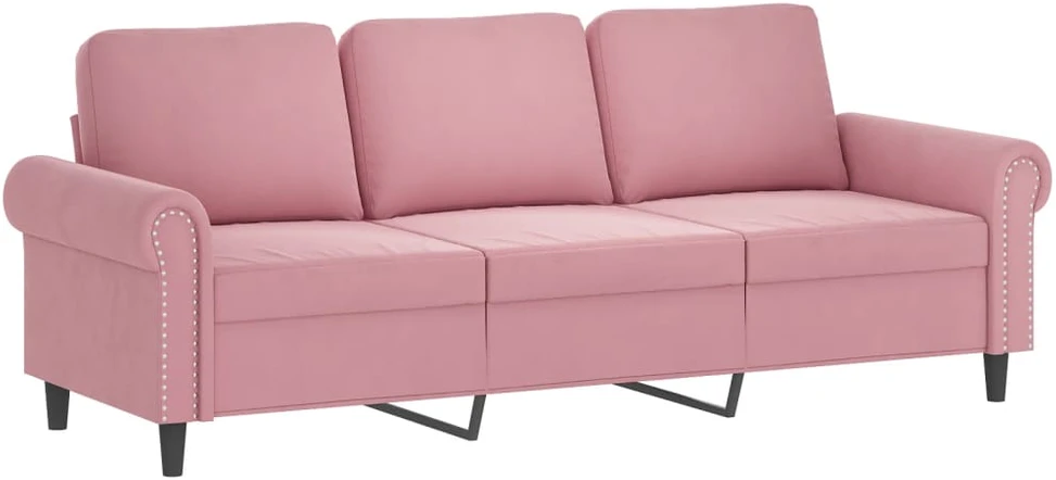 Sofa Sofos komplektas su pagalvėmis, 2 dalių, rožinis, aksomas