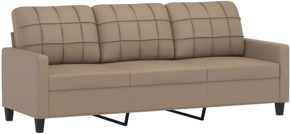 Sofa Sofos komplektas su pagalvėmis, 2 dalių, kapučino, dirbtinė oda