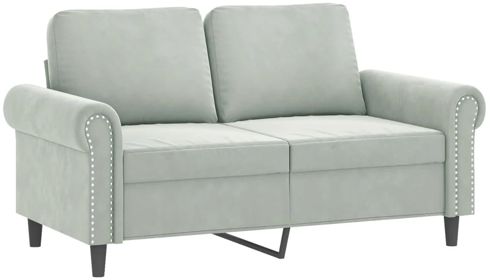 Sofa Sofos komplektas su pagalvėmis, 2 dalių, pilkas, aksomas