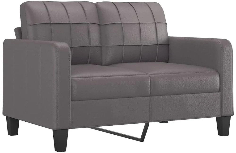 Sofa Sofos komplektas su pagalvėmis, 2 dalių, pilkas, dirbtinė oda