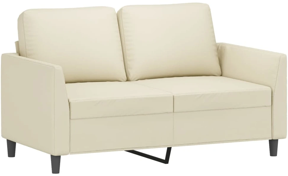 Sofa Sofos komplektas su pagalvėmis, 2 dalių, kreminis, dirbtinė oda