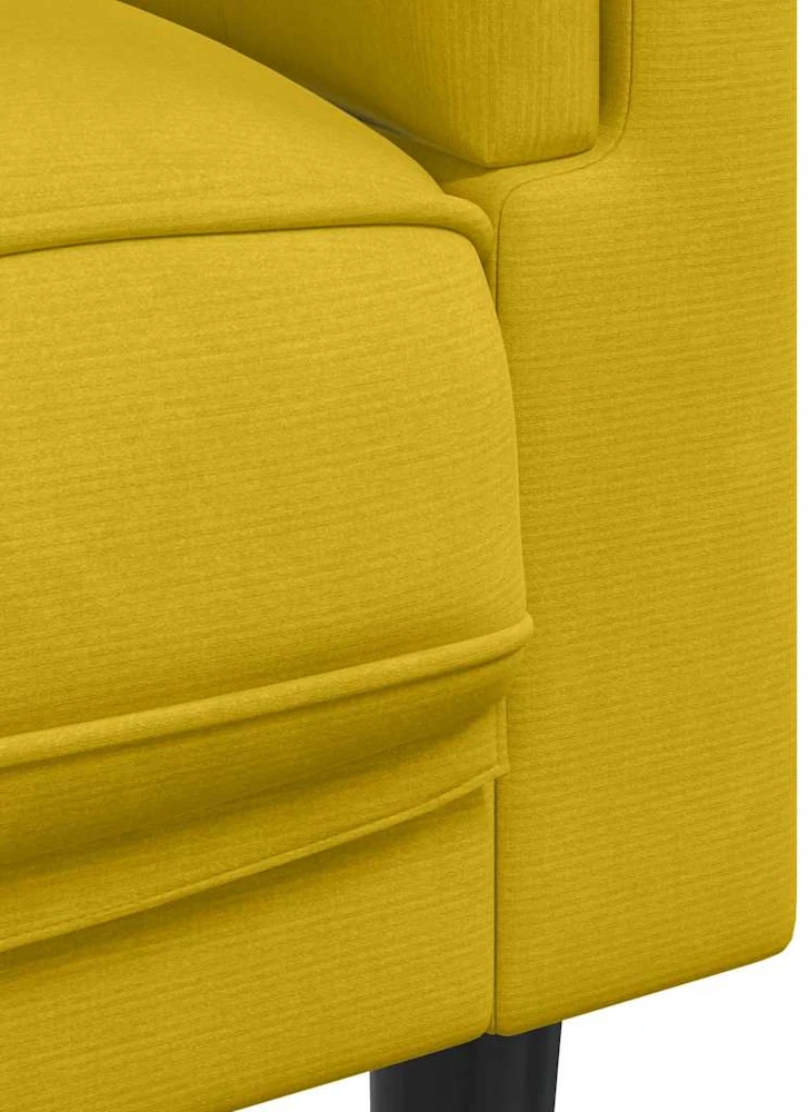Sofa Sofos komplektas su pagalvėmis, 2 dalių, geltonas, aksomas