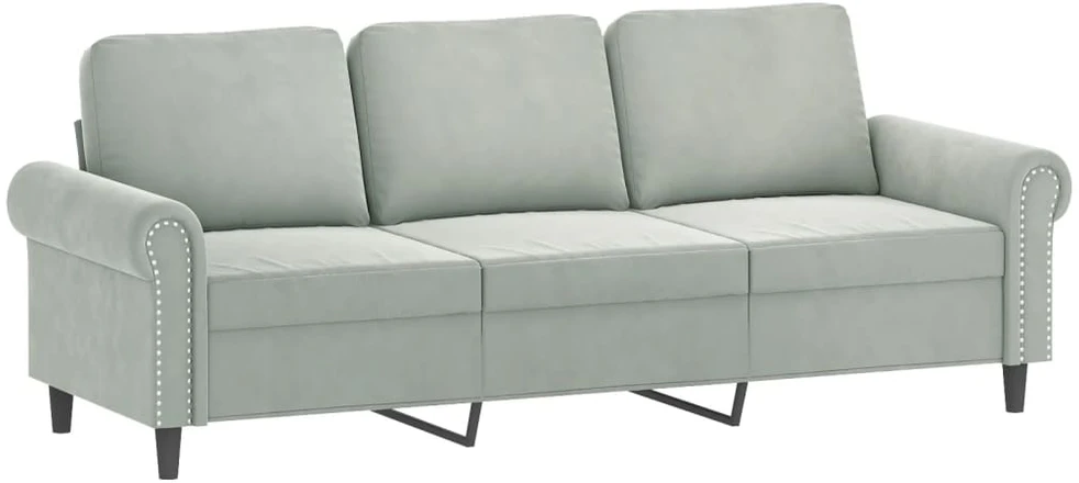 Sofa Sofos komplektas su pagalvėmis, 2 dalių, pilkas, aksomas