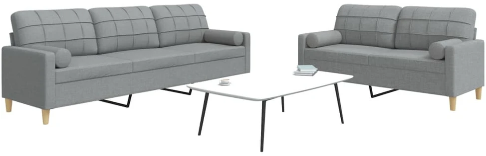 Sofa Sofos komplektas su pagalvėmis, 2 dalių, pilkas, audinys