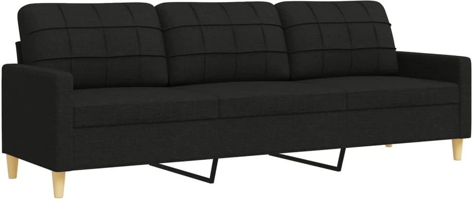 Sofa Sofos komplektas su pagalvėmis, 2 dalių, juodas, audinys