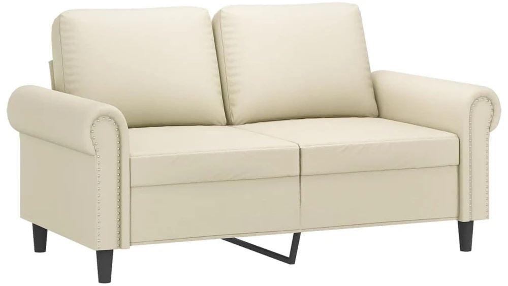 Sofa Sofos komplektas su pagalvėmis, 2 dalių, kreminis, dirbtinė oda