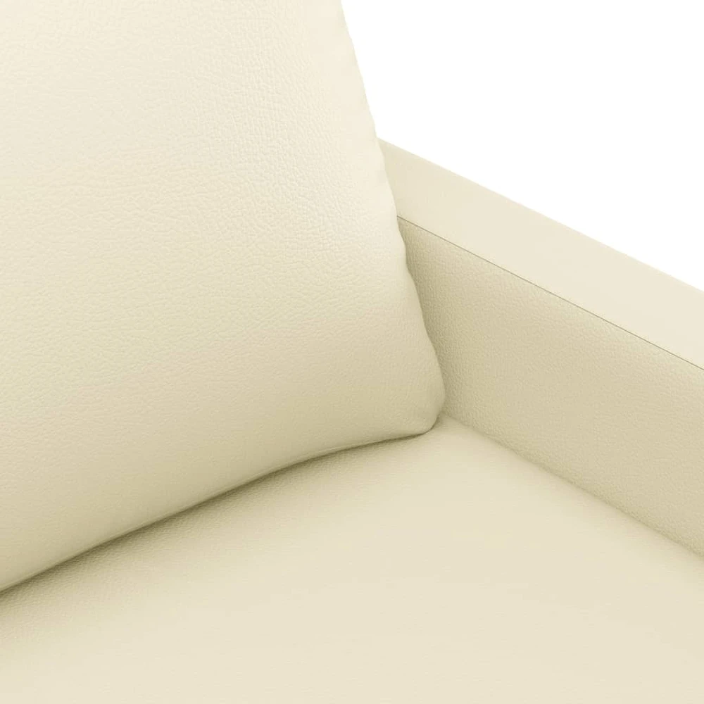 Sofa Sofos komplektas su pagalvėmis, 2 dalių, kreminis, dirbtinė oda