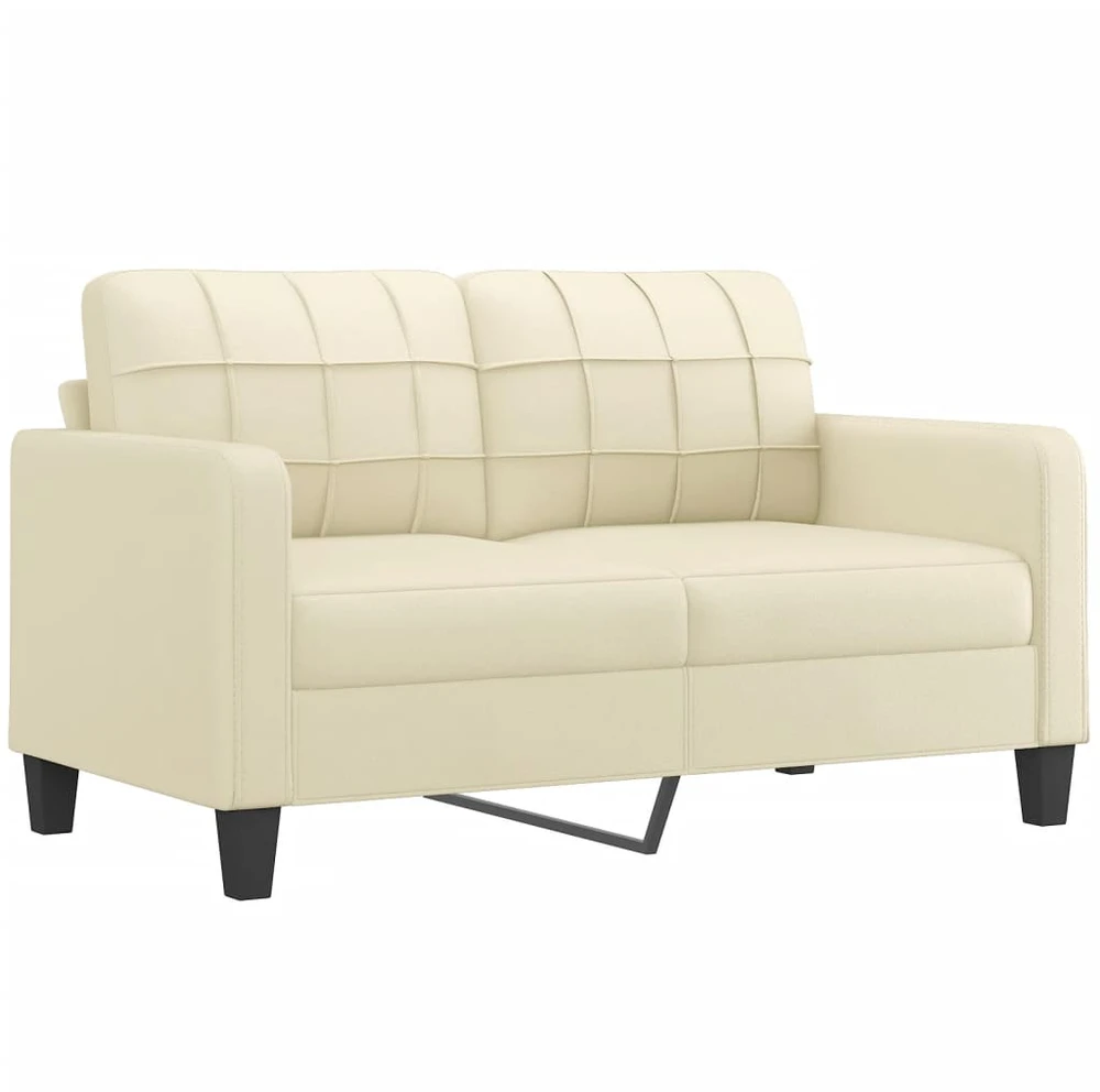 Sofa Sofos komplektas su pagalvėmis, 2 dalių, kreminis, dirbtinė oda