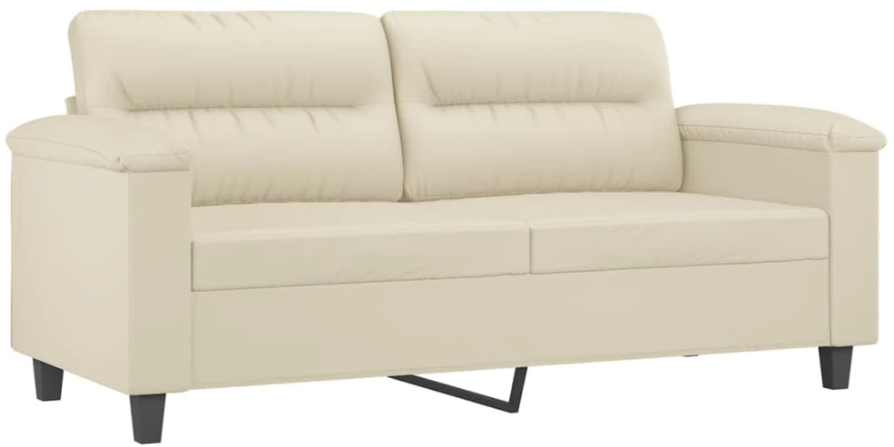 Sofa Sofos komplektas su pagalvėmis, 2 dalių, kreminis, dirbtinė oda