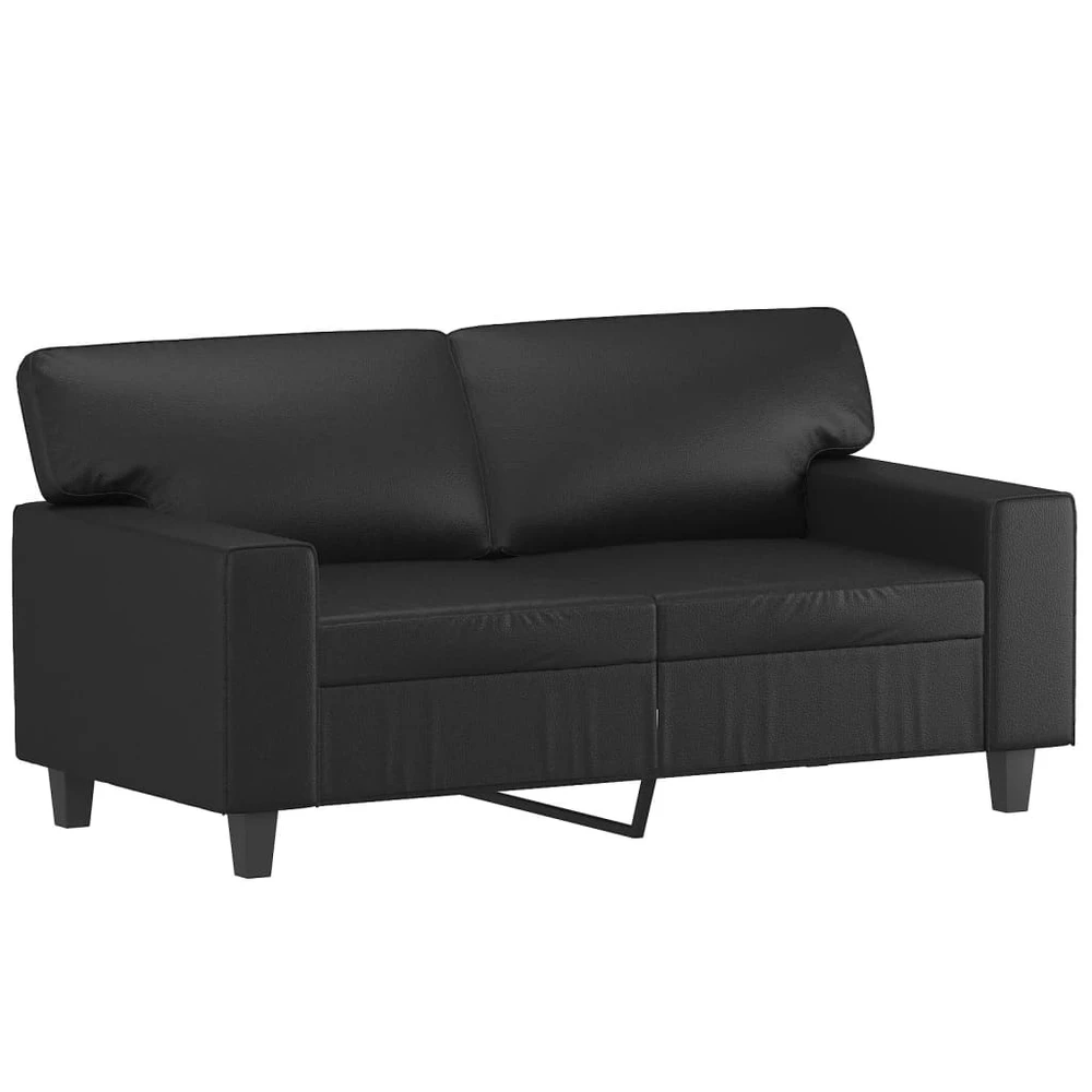 Sofa Sofos komplektas su pagalvėmis, 2 dalių, juodas, dirbtinė oda