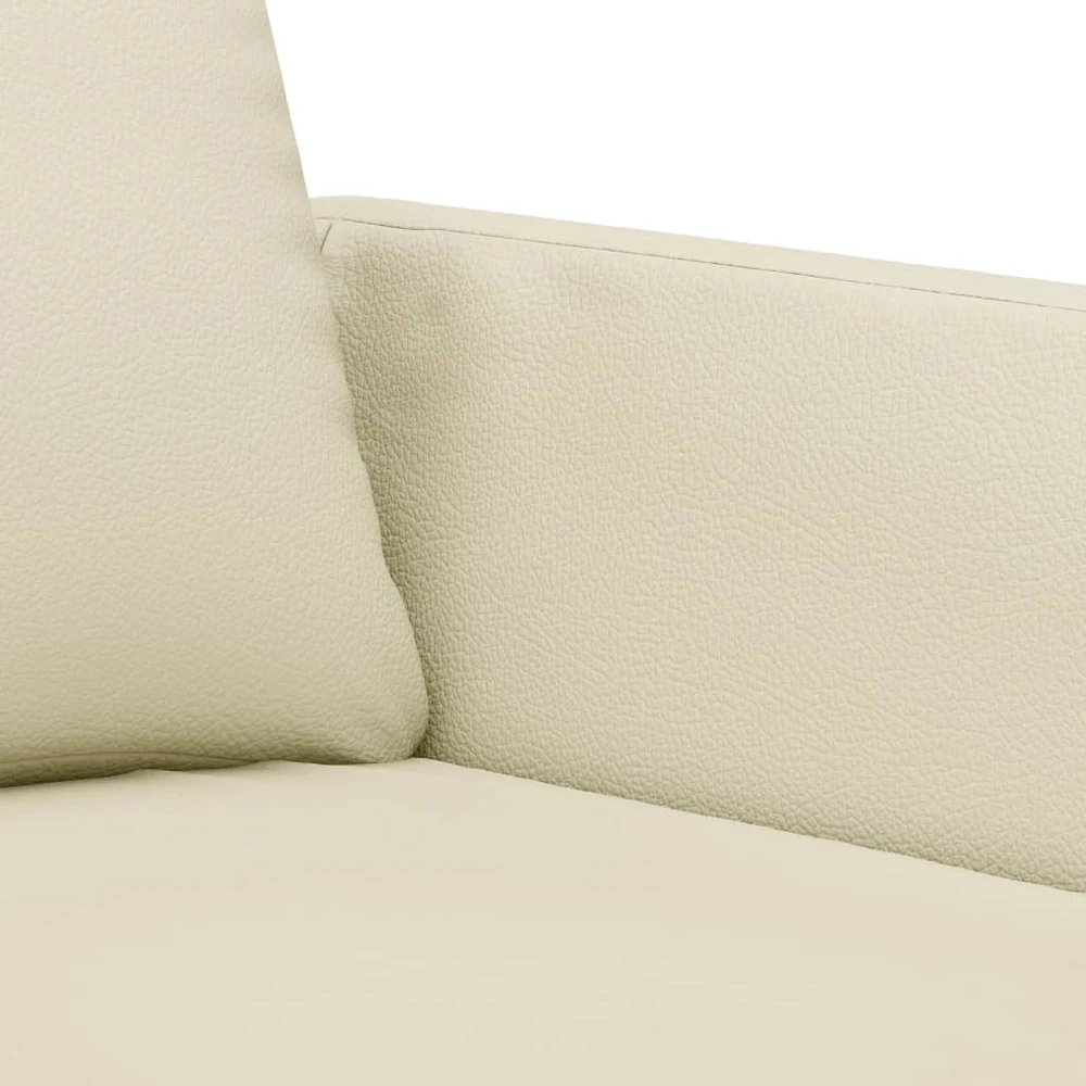 Sofa Sofos komplektas su pagalvėmis, 2 dalių, kreminis, dirbtinė oda