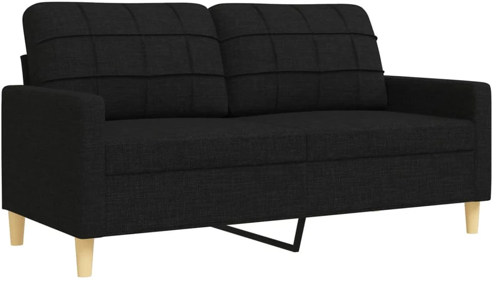 Sofa Sofos komplektas su pagalvėmis, 2 dalių, juodas, audinys