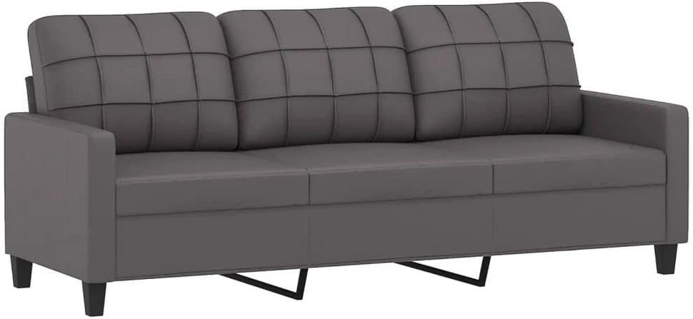 Sofa Sofos komplektas su pagalvėmis, 2 dalių, pilkas, dirbtinė oda
