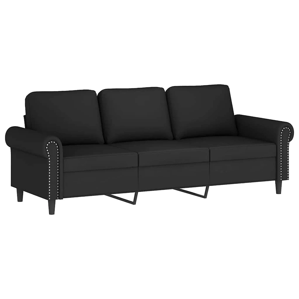 Sofa Sofos komplektas su pagalvėmis, 2 dalių, juodas, aksomas