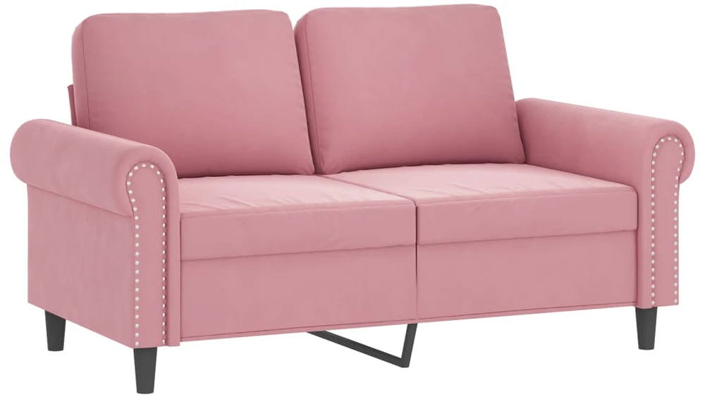 Sofa Sofos komplektas su pagalvėmis, 2 dalių, rožinis, aksomas