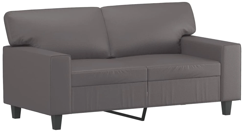 Sofa Sofos komplektas su pagalvėmis, 2 dalių, pilkas, dirbtinė oda