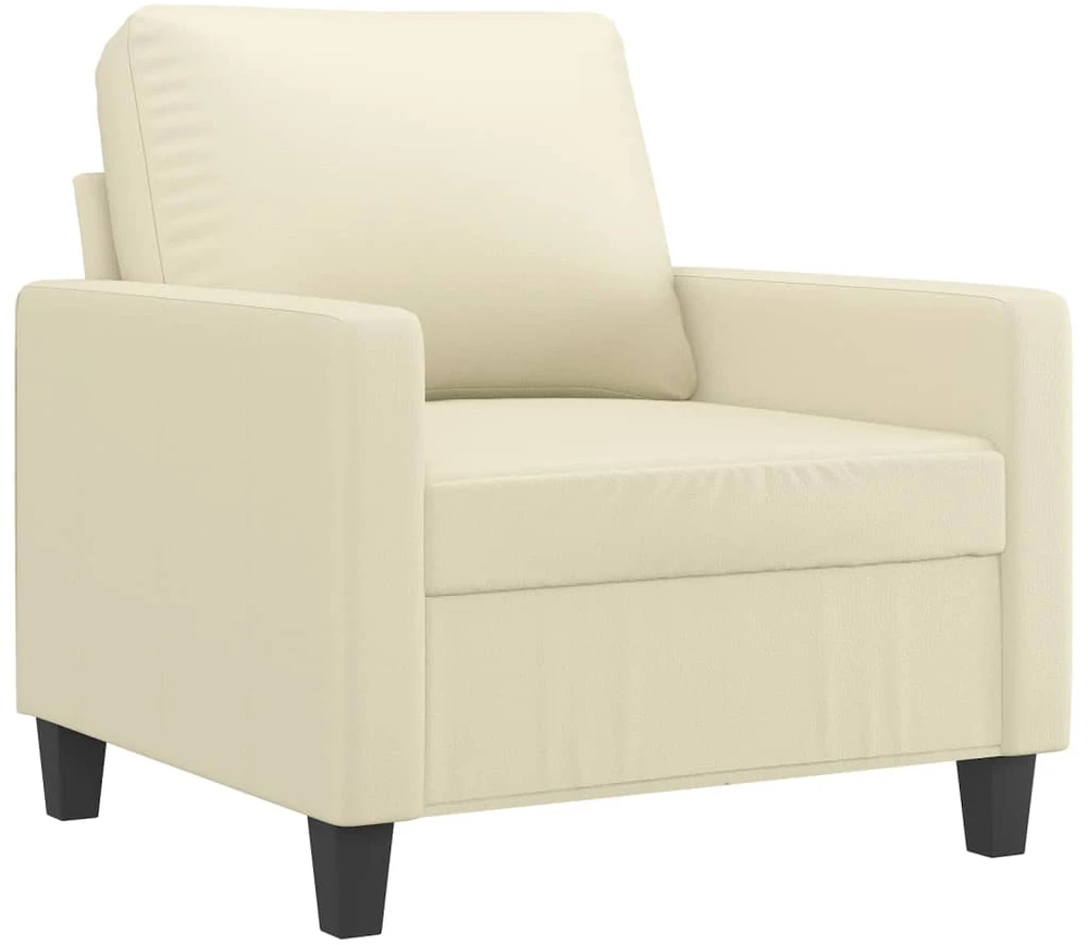Sofa Sofos komplektas su pagalvėmis, 3 dalių, kreminis, dirbtinė oda