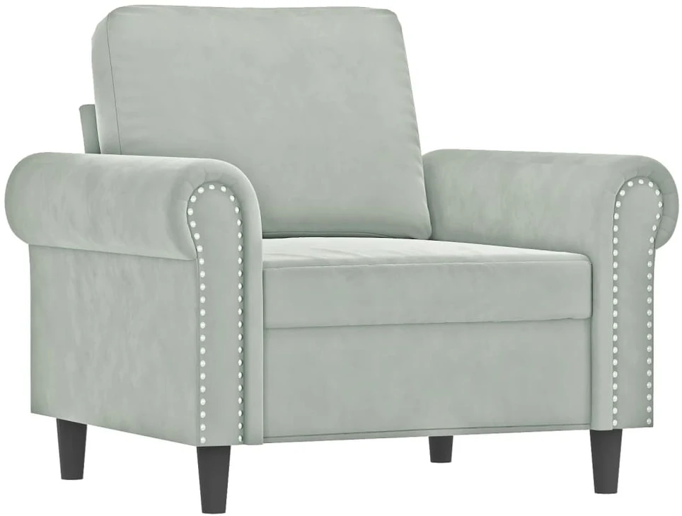 Sofa Sofos komplektas su pagalvėmis, 3 dalių, pilkas, aksomas