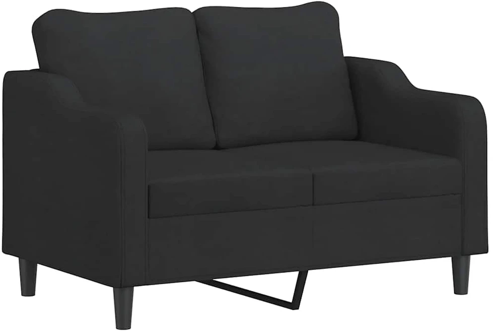 Sofa Sofos komplektas su pagalvėmis, 3 dalių, juodas, audinys