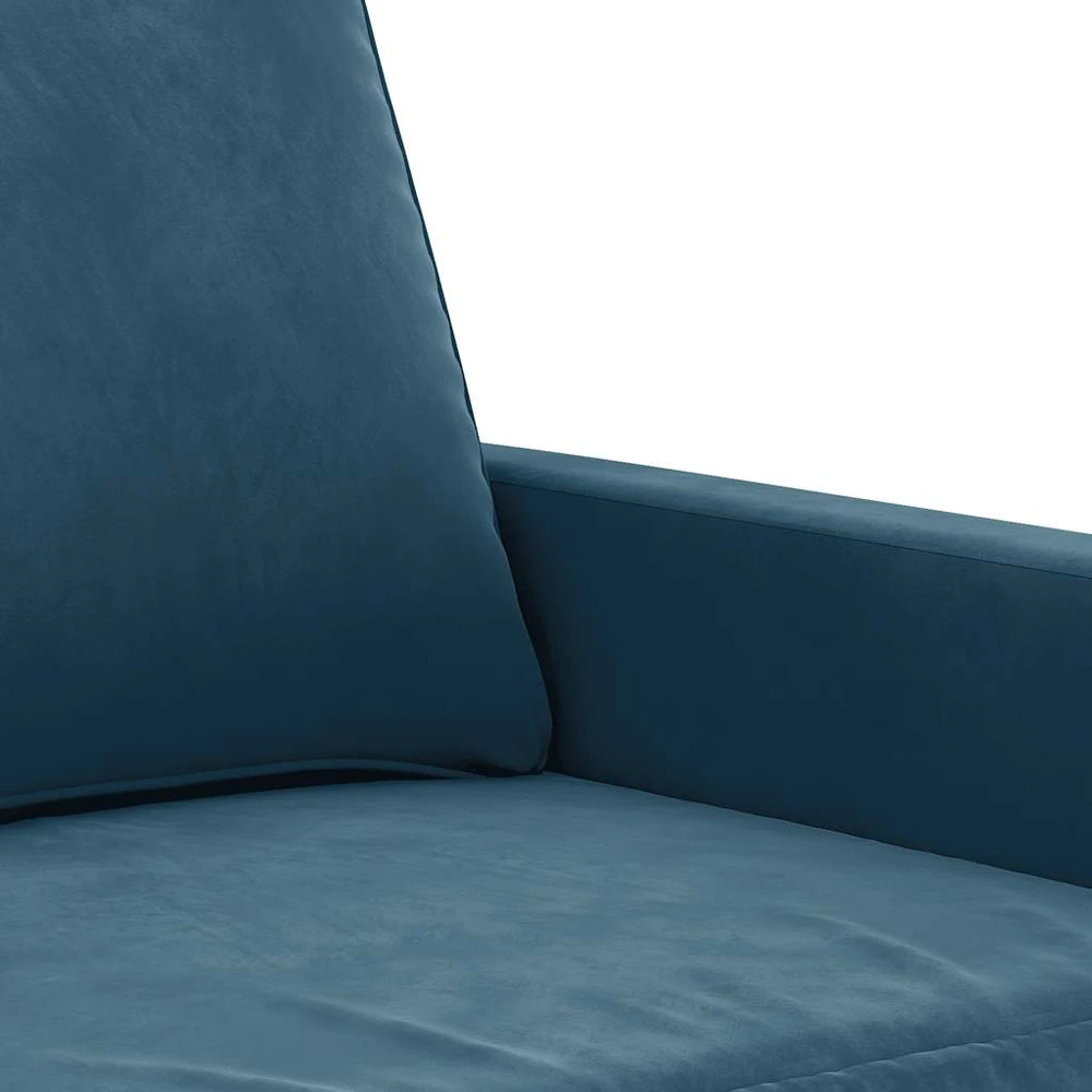 Sofa Sofos komplektas su pagalvėmis, 3 dalių, mėlynas, aksomas