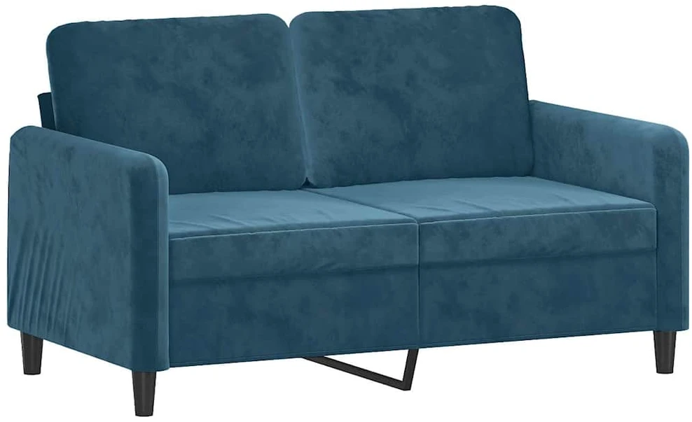 Sofa Sofos komplektas su pagalvėmis, 3 dalių, mėlynas, aksomas