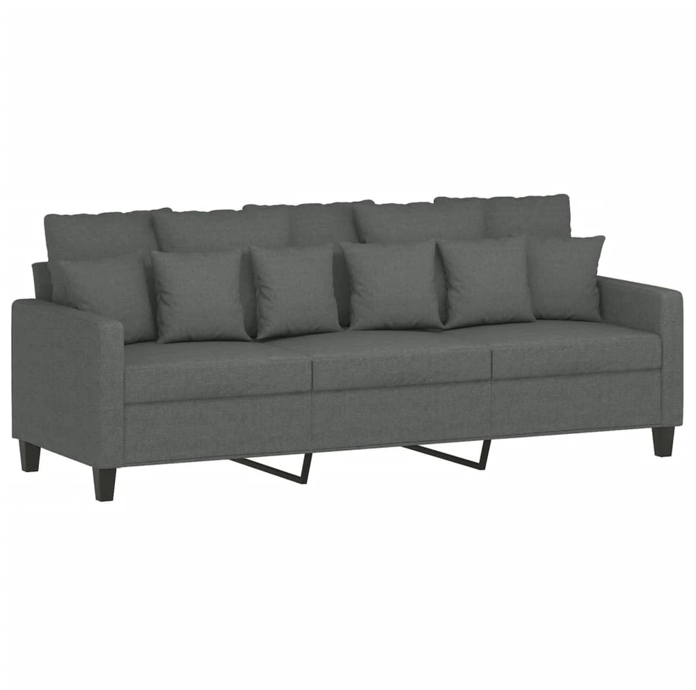 Sofa Sofos komplektas su pagalvėmis, 3 dalių, pilkas, audinys