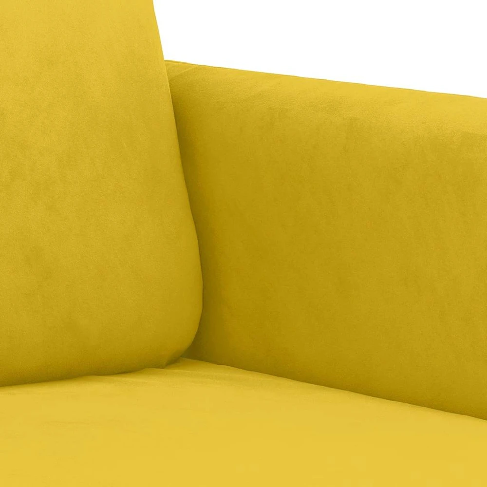 Sofa Sofos komplektas su pagalvėmis, 3 dalių, geltonas, aksomas