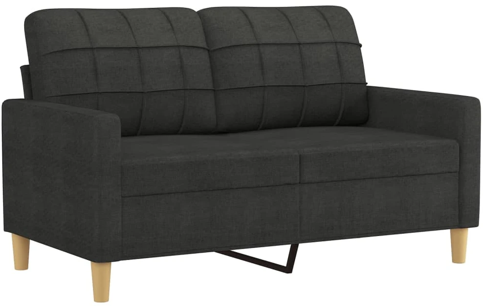 Sofa Sofos komplektas su pagalvėmis, 3 dalių, juodas, audinys