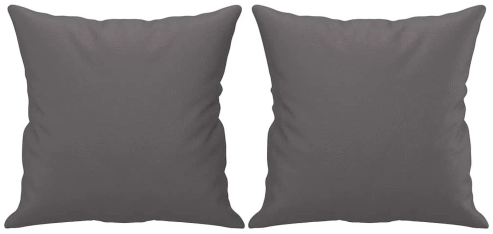 Sofa Sofos komplektas su pagalvėmis, 3 dalių, pilkas, dirbtinė oda