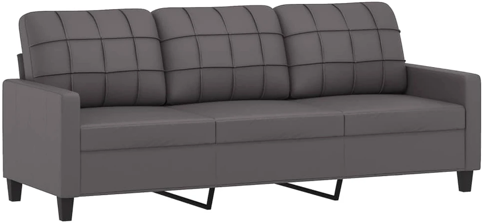 Sofa Sofos komplektas su pagalvėmis, 3 dalių, pilkas, dirbtinė oda