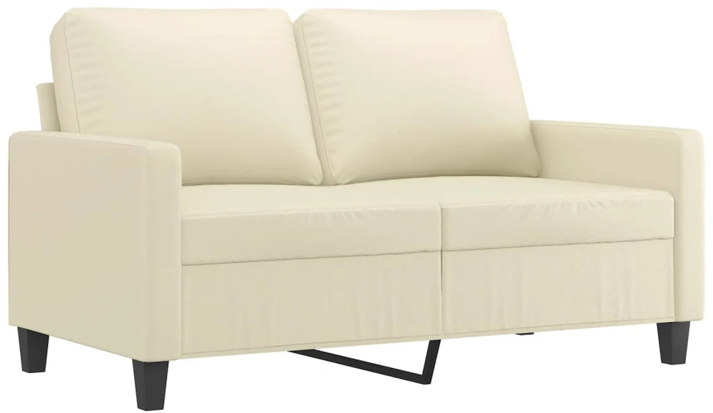Sofa Sofos komplektas su pagalvėmis, 3 dalių, kreminis, dirbtinė oda