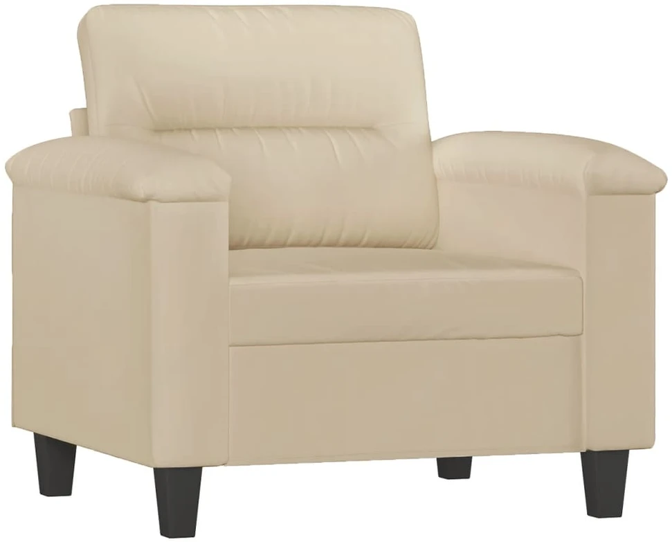 Sofa Sofos komplektas su pagalvėmis, 3 dalių, kreminis, audinys