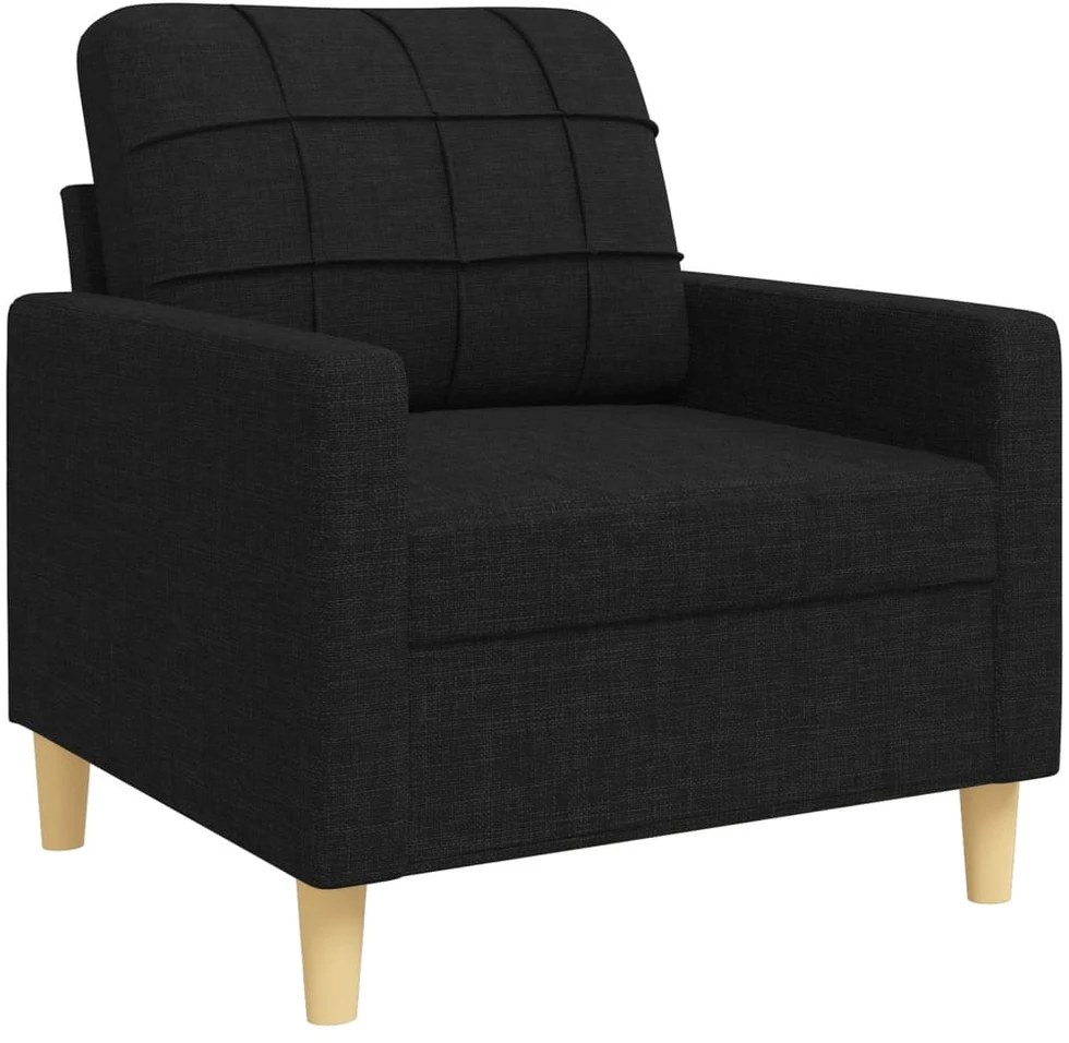Sofa Sofos komplektas su pagalvėmis, 3 dalių, juodas, audinys