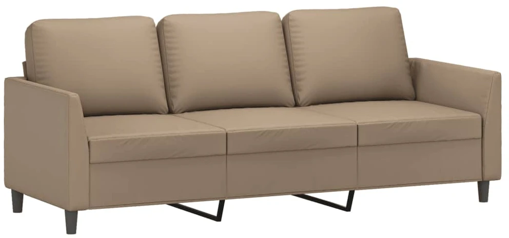 Sofa Sofos komplektas su pagalvėmis, 3 dalių, kapučino, dirbtinė oda