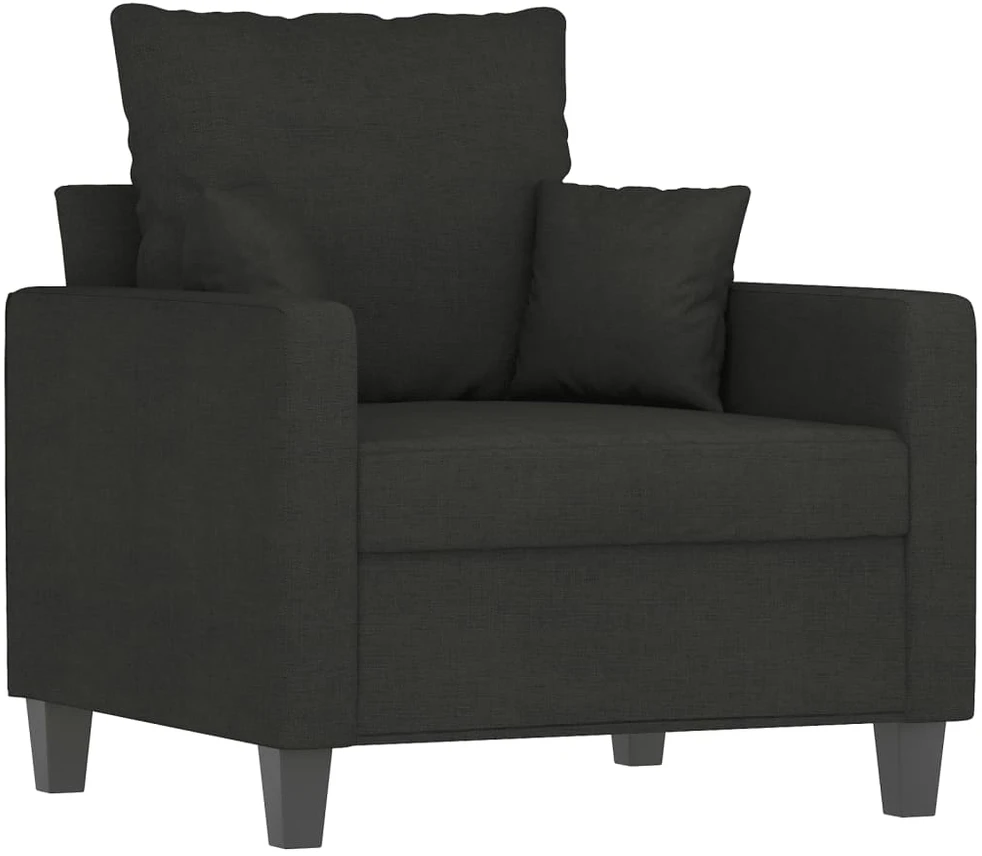 Sofa Sofos komplektas su pagalvėmis, 3 dalių, juodas, audinys