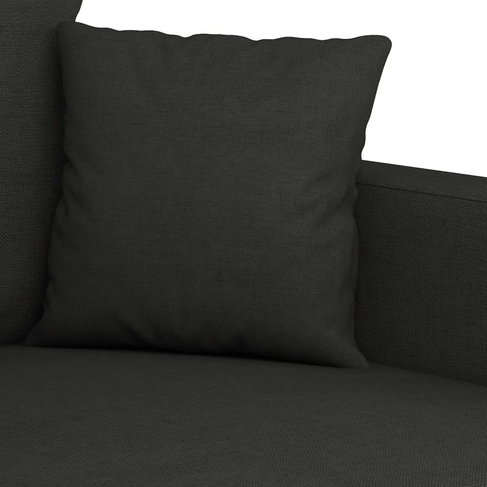 Sofa Sofos komplektas su pagalvėmis, 3 dalių, juodas, audinys
