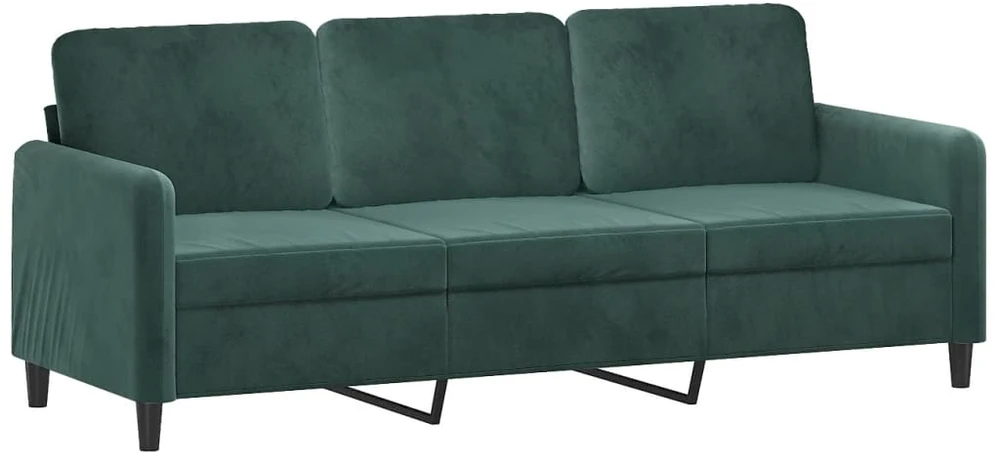 Sofa Sofos komplektas su pagalvėmis, 3 dalių, žalias, aksomas