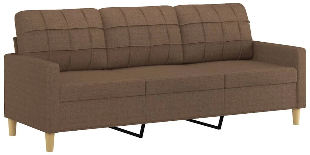 Sofa Sofos komplektas su pagalvėmis, 3 dalių, rudas, audinys